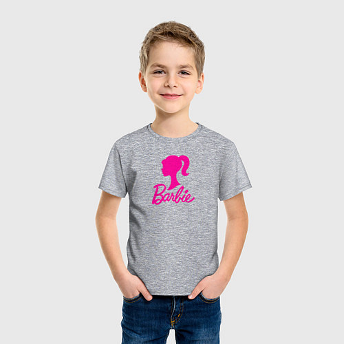 Детская футболка Розовый логотип Барби / Меланж – фото 3