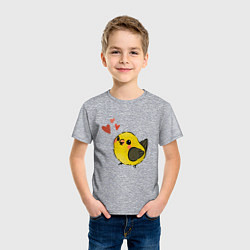 Футболка хлопковая детская Птичка иволга с сердечками, цвет: меланж — фото 2