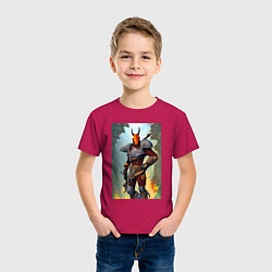 Футболка хлопковая детская Рогатый рыцарь - фантазия, цвет: маджента — фото 2