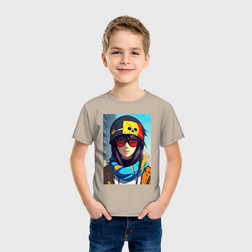 Детская футболка Городская девчонка - поп-арт / Миндальный – фото 3