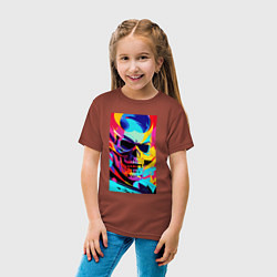 Футболка хлопковая детская Cool skull - pop art, цвет: кирпичный — фото 2