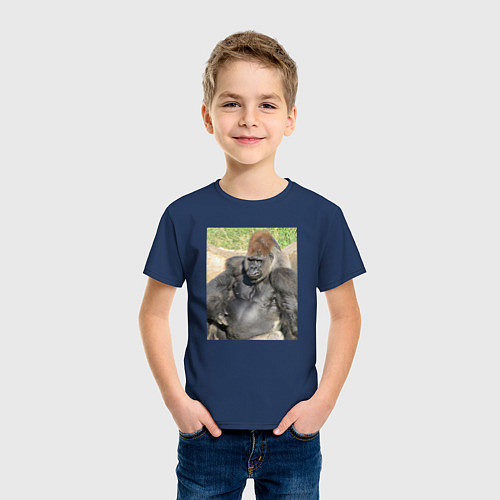 Детская футболка Горилла во внимании / Тёмно-синий – фото 3