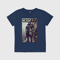Футболка хлопковая детская Модный чувак из Чикаго - нейросеть, цвет: тёмно-синий