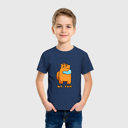 Детская футболка Мистер Сыр из Among Us / Тёмно-синий – фото 3