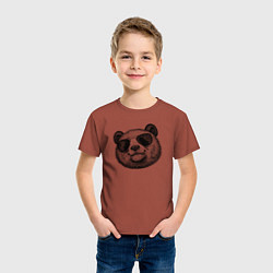 Футболка хлопковая детская Панда в очках, цвет: кирпичный — фото 2