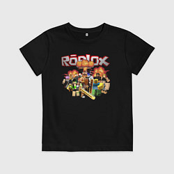 Детская футболка Роблокс на фоне взрыва roblox