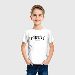 Футболка хлопковая детская Positive vibes only, цвет: белый — фото 2