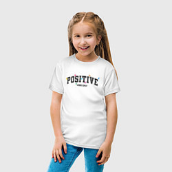 Футболка хлопковая детская Positive vibes only, цвет: белый — фото 2