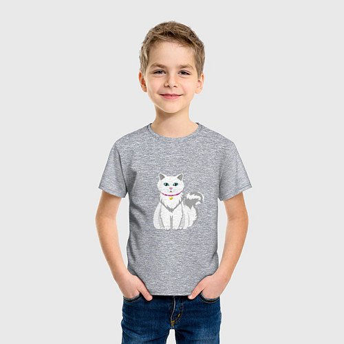 Детская футболка Красивая белая кошка / Меланж – фото 3
