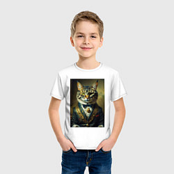 Футболка хлопковая детская Кот олигарх, цвет: белый — фото 2