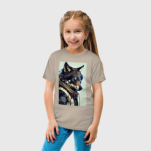 Детская футболка Матёрый модный волчара / Миндальный – фото 4