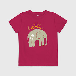 Футболка хлопковая детская Elephants world, цвет: маджента