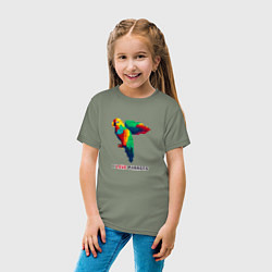 Футболка хлопковая детская Пиксель попугай, цвет: авокадо — фото 2