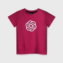 Футболка хлопковая детская Логотип Chat GPT, цвет: маджента