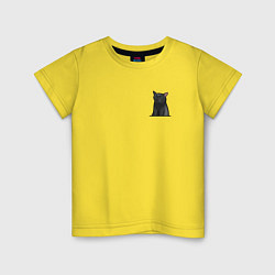 Футболка хлопковая детская Кот с пустым взглядом, цвет: желтый