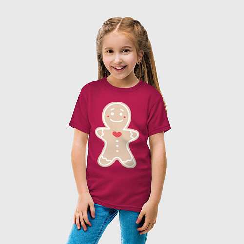 Детская футболка Весёлый пряничек / Маджента – фото 4