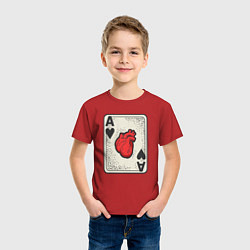 Футболка хлопковая детская Туз сердца, цвет: красный — фото 2