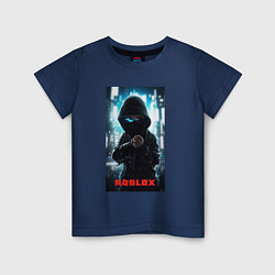 Футболка хлопковая детская Roblox hacker, цвет: тёмно-синий