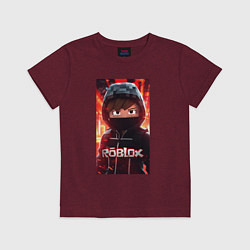 Футболка хлопковая детская Roblox fire, цвет: меланж-бордовый