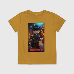 Футболка хлопковая детская Roblox man, цвет: горчичный