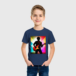 Футболка хлопковая детская Гитарист силуэт, цвет: тёмно-синий — фото 2