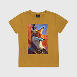 Футболка хлопковая детская Fox fashionista - neural network, цвет: горчичный
