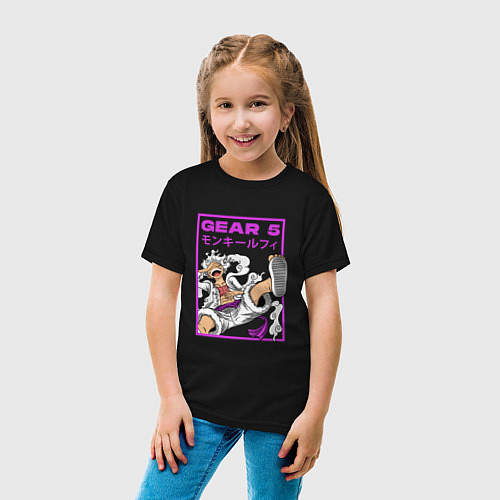 Детская футболка One piece - gear 5 белый / Черный – фото 4