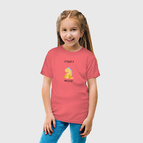 Детская футболка Динозавр милозавр / Коралловый – фото 4