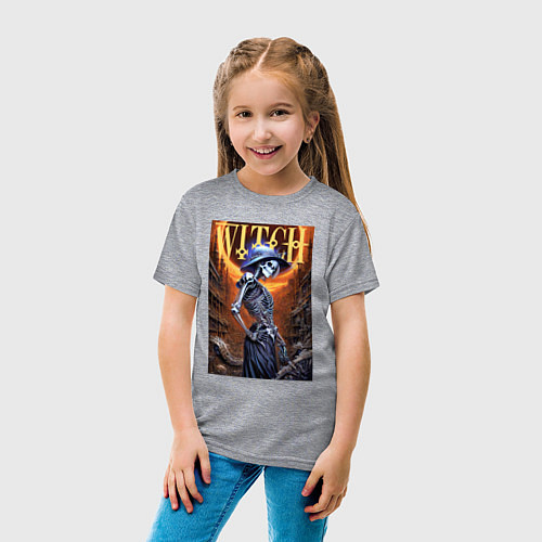 Детская футболка Костлявая ведьма - нейросеть / Меланж – фото 4