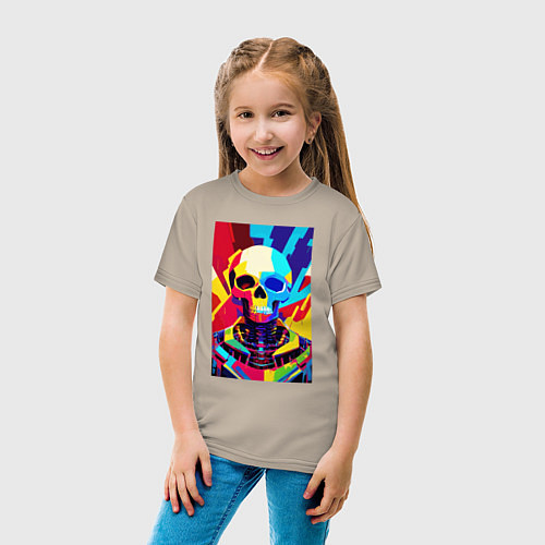 Детская футболка Pop art skull / Миндальный – фото 4