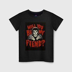 Футболка хлопковая детская Will you be my fiend, цвет: черный