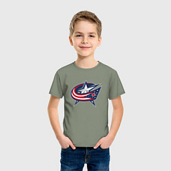 Футболка хлопковая детская Columbus blue jackets - hockey team - emblem, цвет: авокадо — фото 2