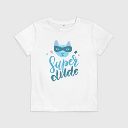 Футболка хлопковая детская Супер чувак, цвет: белый
