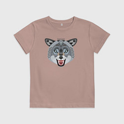 Футболка хлопковая детская Серый волчара, цвет: пыльно-розовый