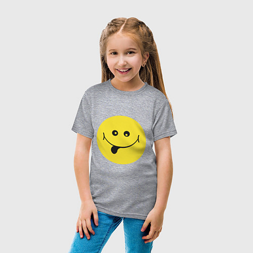 Детская футболка Круглый желтый смайл / Меланж – фото 4