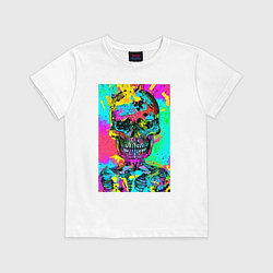 Футболка хлопковая детская Cool skull - pop art - vogue, цвет: белый