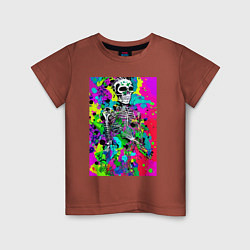 Футболка хлопковая детская Funny skeleton - pop art, цвет: кирпичный