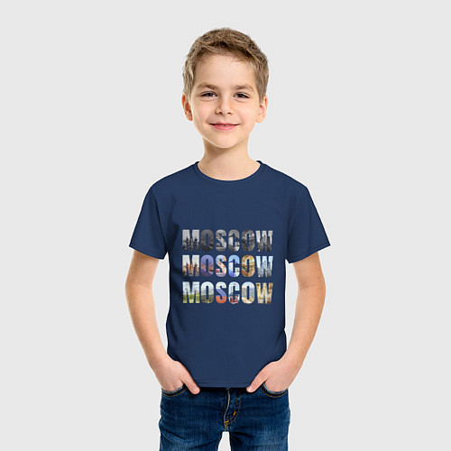 Детская футболка Moscow - Москва / Тёмно-синий – фото 3