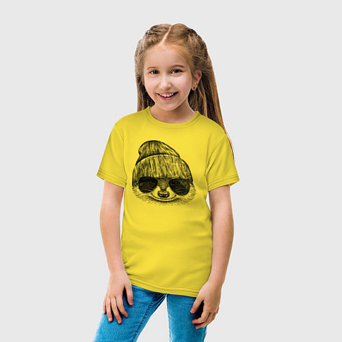 Детская футболка Енот стильный / Желтый – фото 4