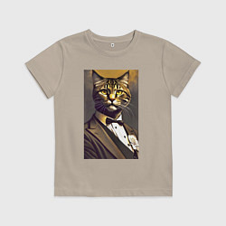 Детская футболка Крутой котяра - джентльмен - нейросеть