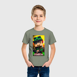 Футболка хлопковая детская Roblox green man, цвет: авокадо — фото 2