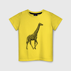 Футболка хлопковая детская Жираф гуляет, цвет: желтый