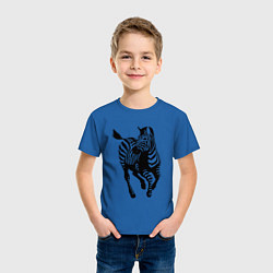 Футболка хлопковая детская Зебра скачет, цвет: синий — фото 2