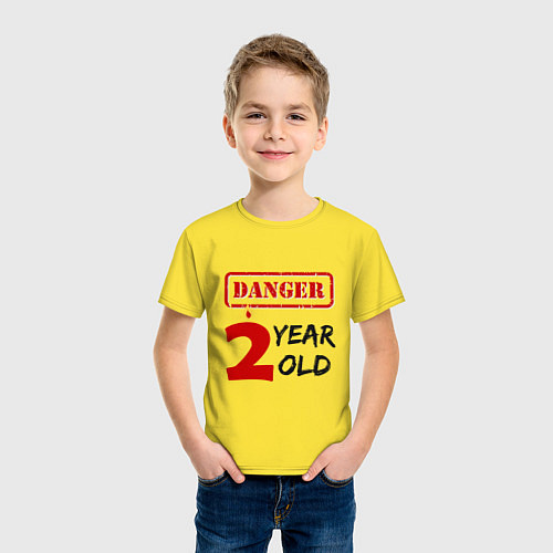 Детская футболка Осторожно - мне два года / Желтый – фото 3