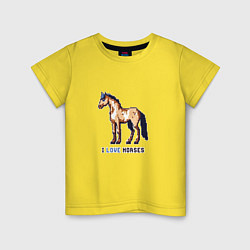 Футболка хлопковая детская Пиксель лошадка, цвет: желтый