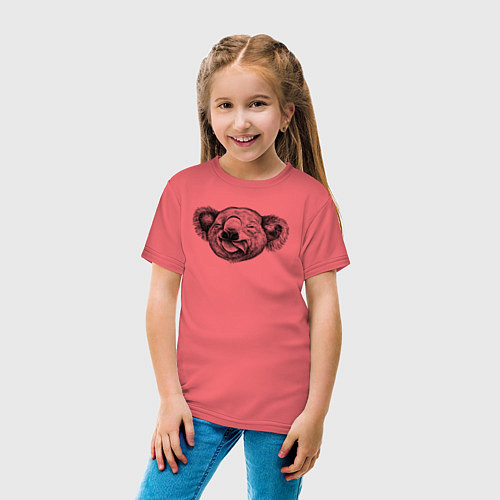 Детская футболка Коала голова / Коралловый – фото 4