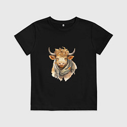 Детская футболка Бык в шарфе