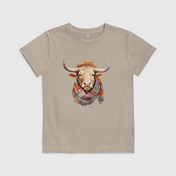 Детская футболка Бык в шарфе осень