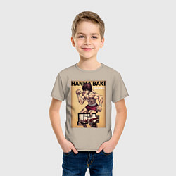 Футболка хлопковая детская Боец Баки, Ханма Баки, цвет: миндальный — фото 2