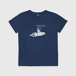 Футболка хлопковая детская Привет космос, цвет: тёмно-синий